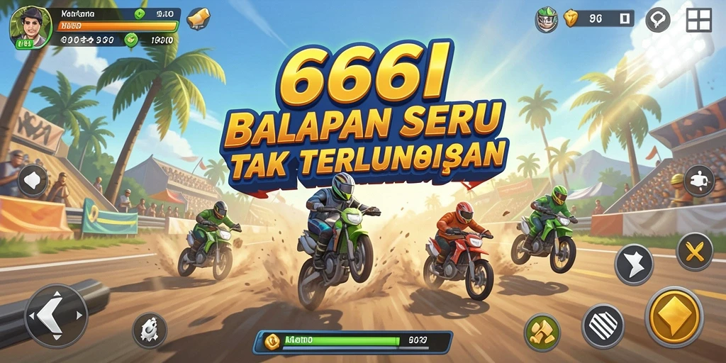 Tampilan gameplay menegangkan dalam balapan cepat 666I.
