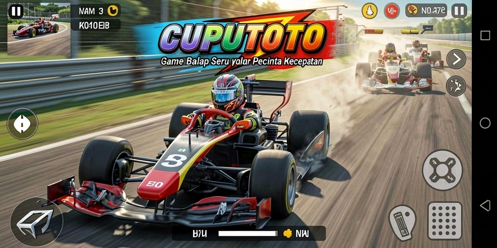 Screenshot CUPUTOTO menampilkan aksi balapan yang mendebarkan.
