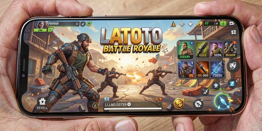 Gameplay LATOTO yang seru dalam pertarungan Battle Royale.