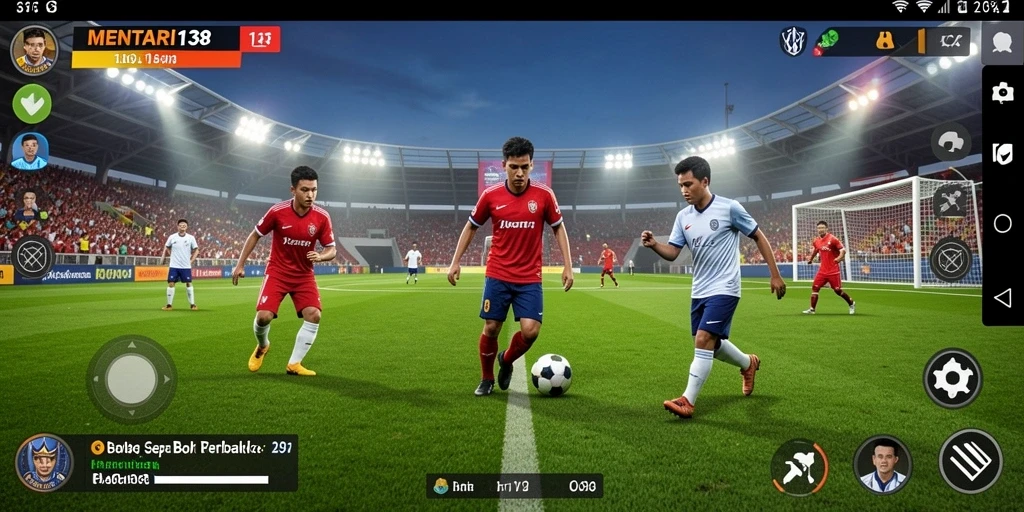Tampilan screenshot MENTARI138 dengan aksi sepak bola yang mendebarkan.