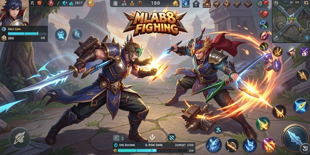 Screenshot gameplay MLBB8 menampilkan pertarungan yang intens dengan efek visual menarik.