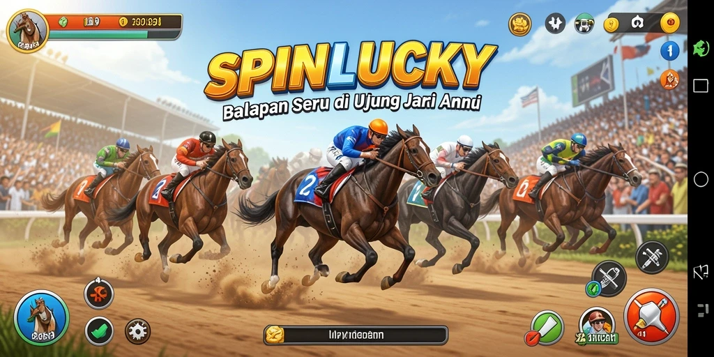 Gameplay balap mendebarkan di SPINLUCKY dengan berbagai trek dan kendaraan.