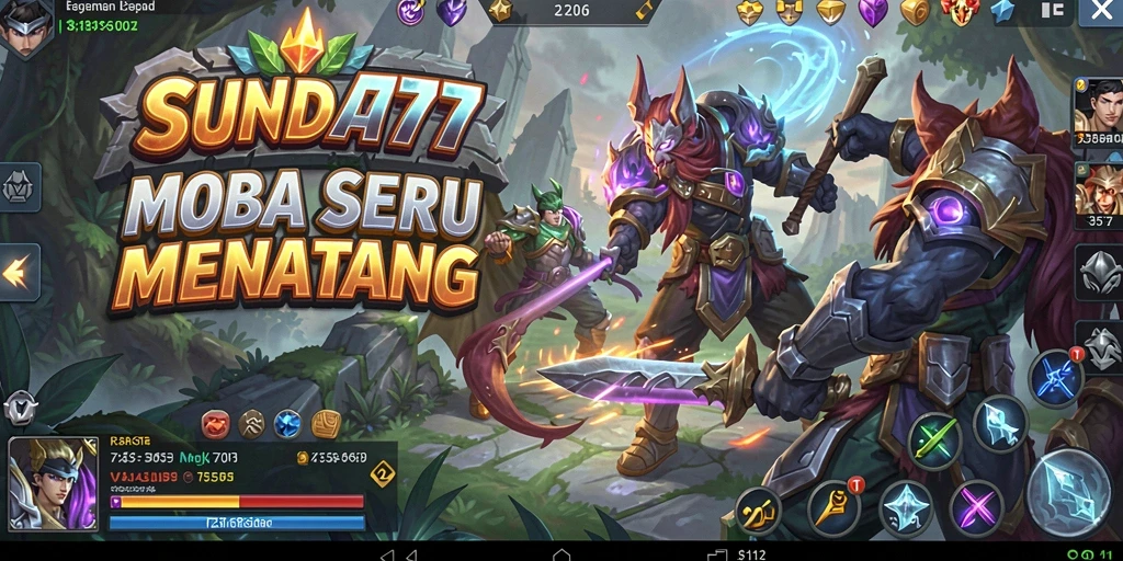 Tampilan aksi seru dalam permainan MOBA SUNDA777.