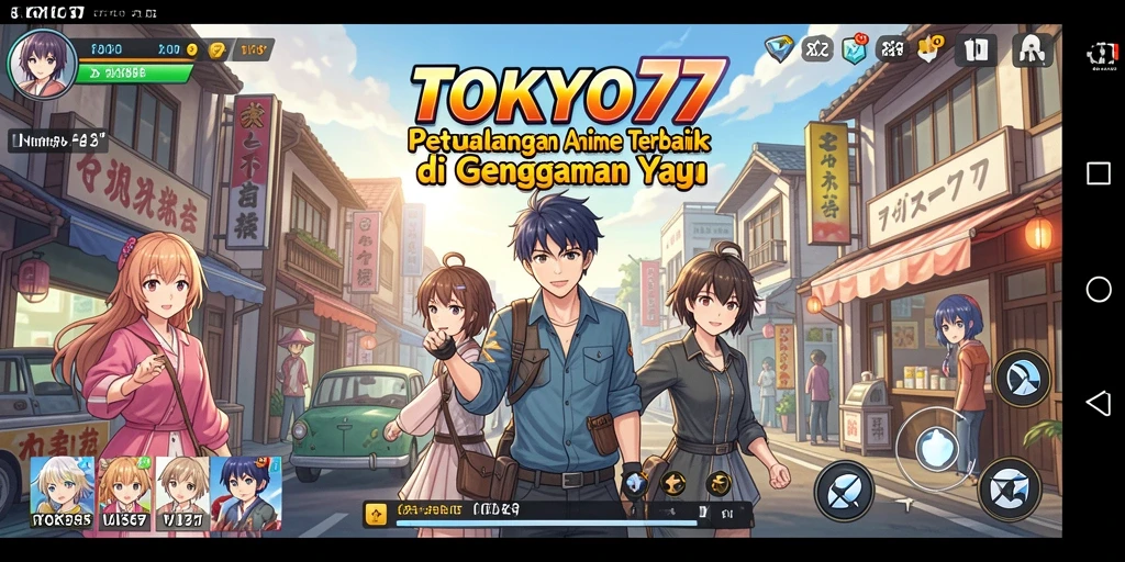 Tangkapan layar gameplay TOKYO77 menampilkan aksi karakter anime yang mendebarkan.